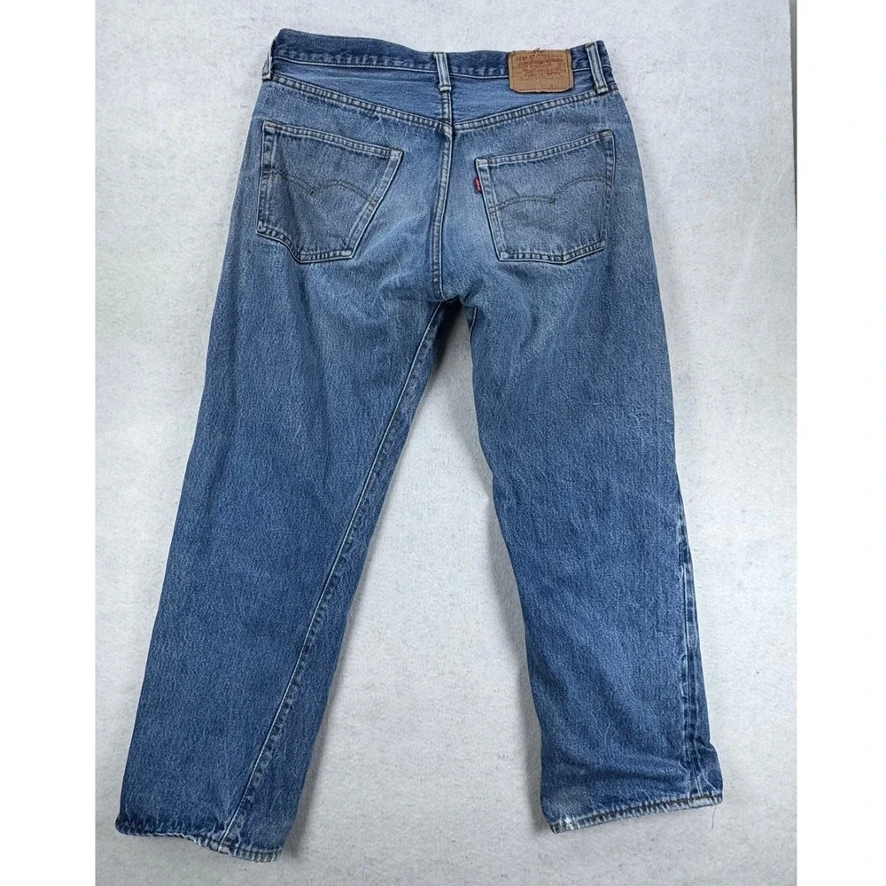 Vintage Selvedge Levis 501 1990 Mens Jeans Straight Button Fly Made in USA 34x28